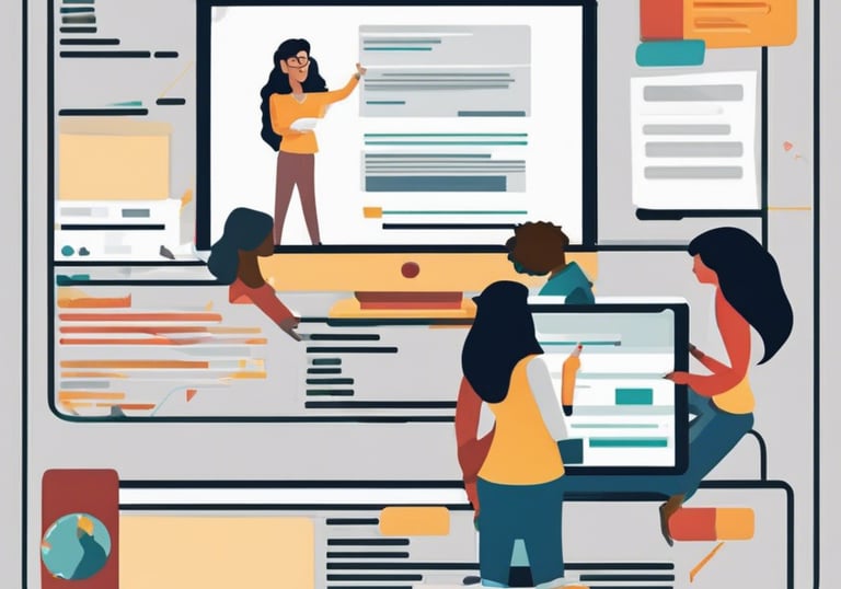 digital marketing artwork on brown wooden surface