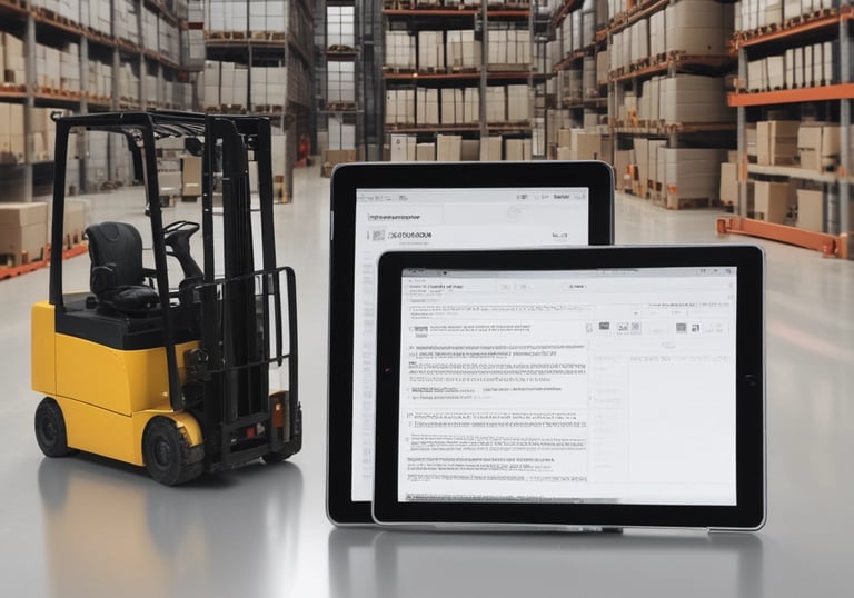 A point of sale system with a touchscreen monitor displaying a colorful software interface. The setup includes a keyboard, a cash drawer, a receipt printer, and a card reader. The background shows a blurred image of a bright, modern interior, likely a cafe or restaurant, with artwork on the walls and a large glass window providing a view of the outside.