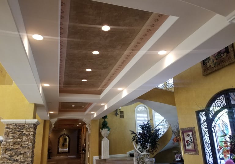 Ceilings done in Venetian Plaster Waxed in a  custom color