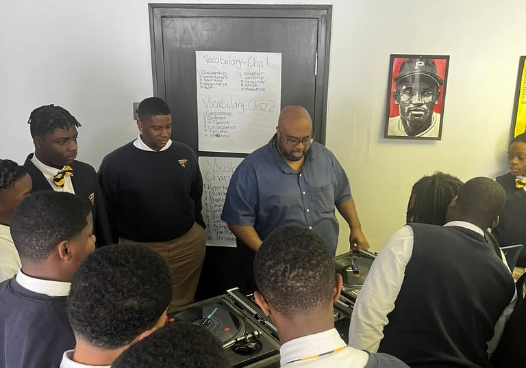 Ced the scientist at Valiant Cross Academy High School