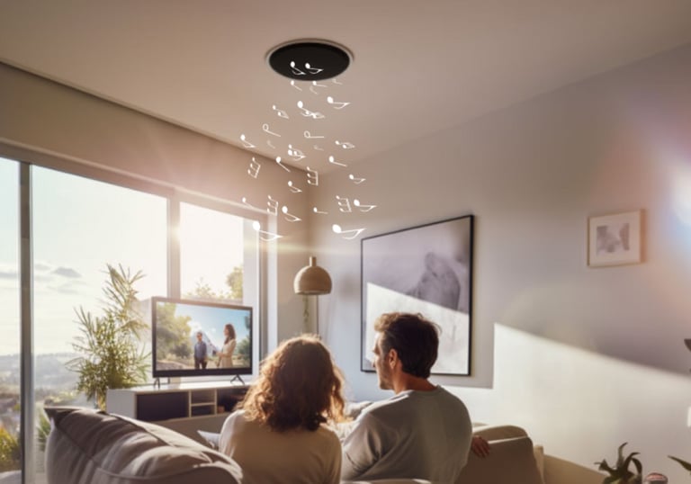 Recessed in ceiling speakers playing music - Metroplex Smart Homes