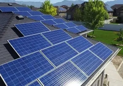 Residential rooftop solar panel installation for sustainable home energy efficiency.