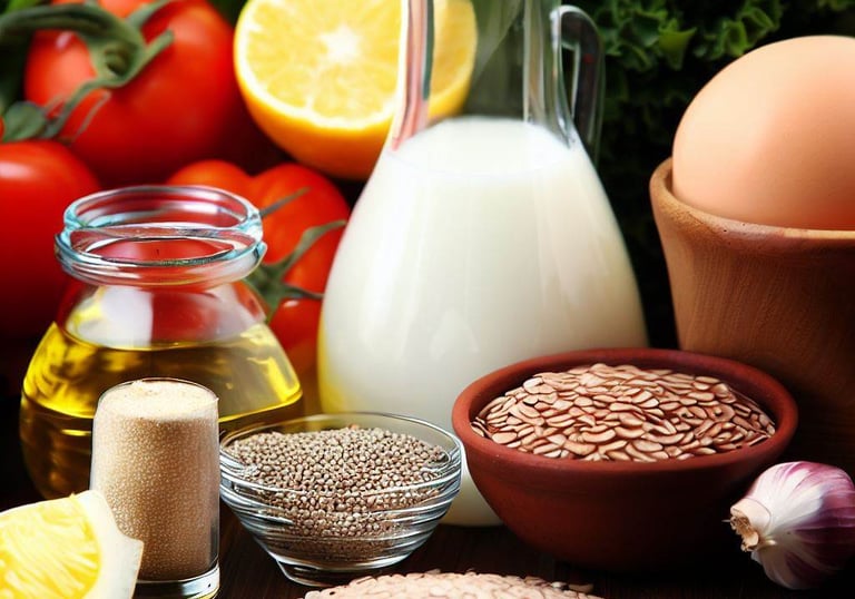 a variety of ingredients including eggs, milk, and eggs