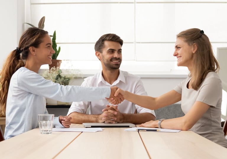 two people in mediation with mediator