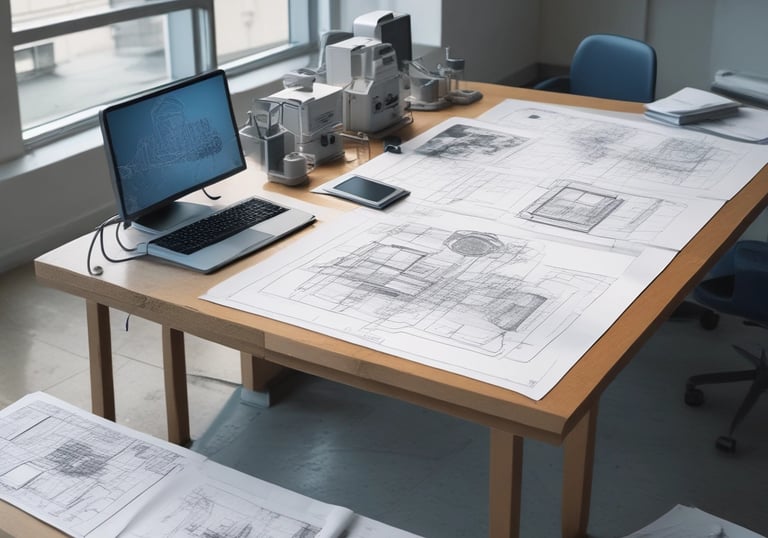 A large industrial water storage tank is situated on a rooftop, surrounded by various pipes, valves, and safety equipment. There is a metal ladder attached to the tank. A cage-like fence with warning signs encloses part of the area.