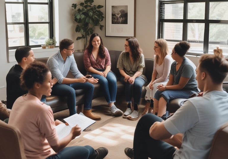 A classroom setting with adults learning.