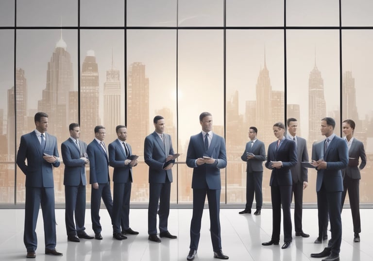A professional recruitment meeting in an office setting.