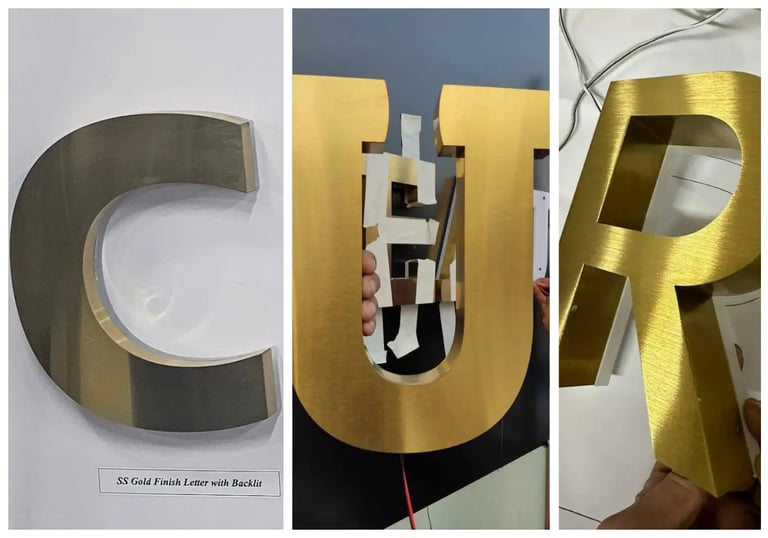 Metal SS Steel letters in Mirror and brushed finishing