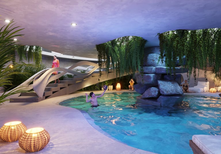 ARTEM underground heated pool and spa area