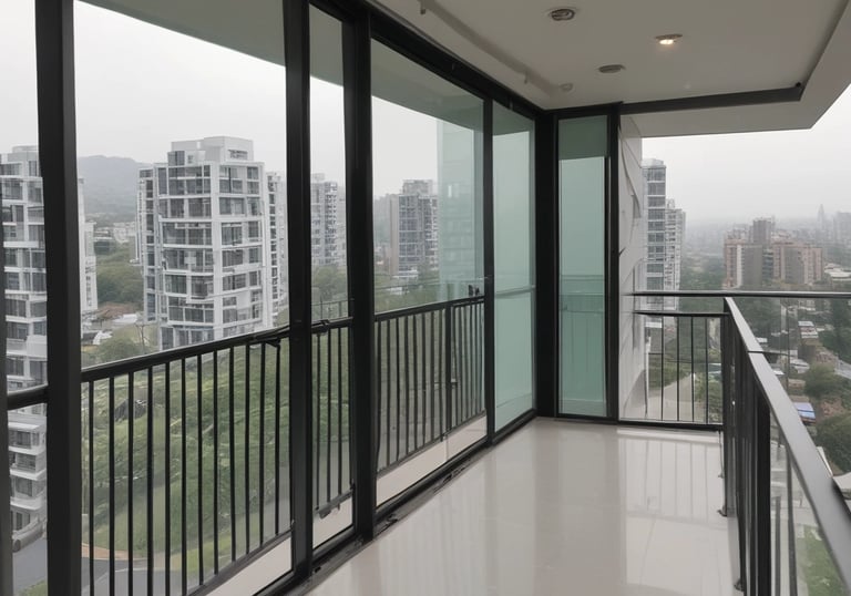 Invisible grill installed on modern balcony in Pune – safety with clear view