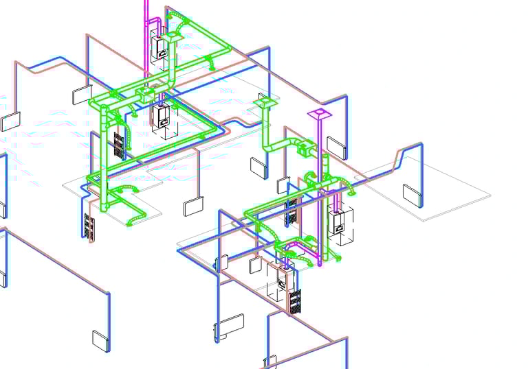 Plans réseaux CVC en 3D