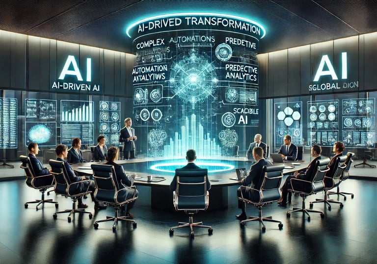 a conference room with a large screen displaying a video game