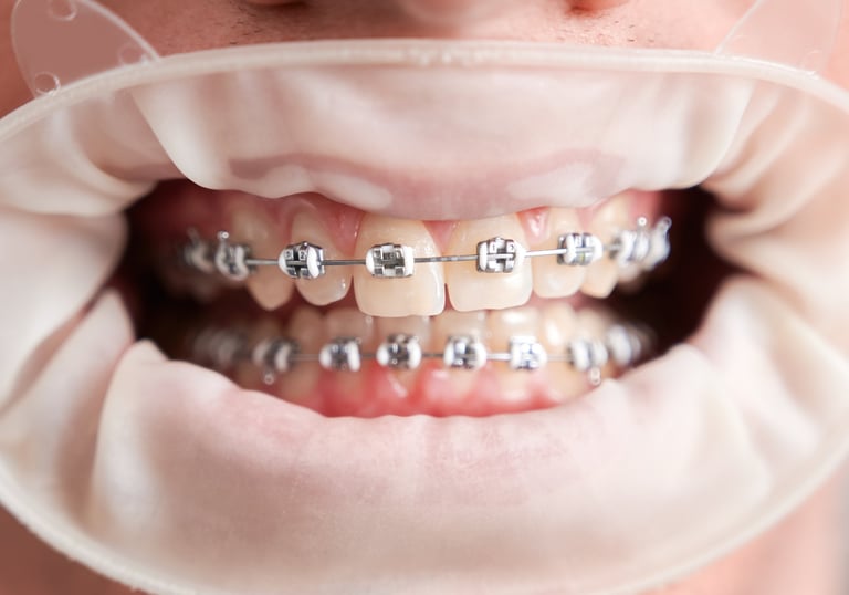 a man with braces and braces on his teeth