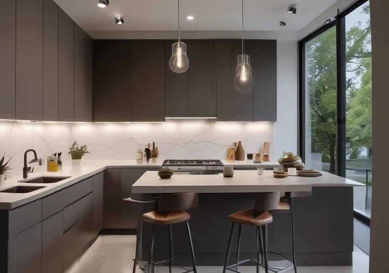 A smart thermostat is mounted on a wall, displaying the temperature set to 69 degrees. The device has a modern, sleek design with a black faceplate surrounded by a white circular backplate. Various sensor icons and settings are visible on its digital display.