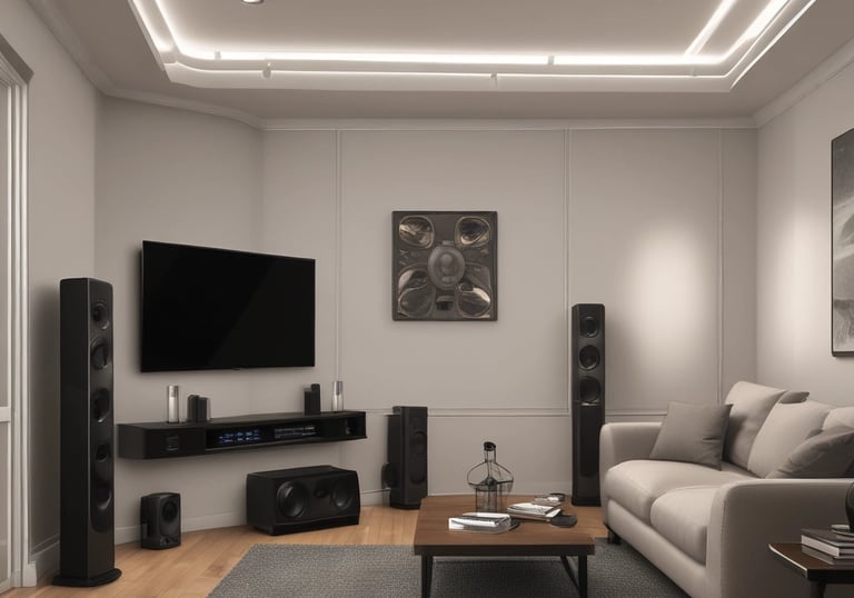 A smartphone with a colorful home screen is positioned upright against a dark backdrop. To the left, a cluster of bright blue LED lights casts an illuminating glow.