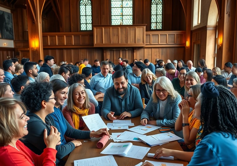 un groupe de personnes assises autour d'une table