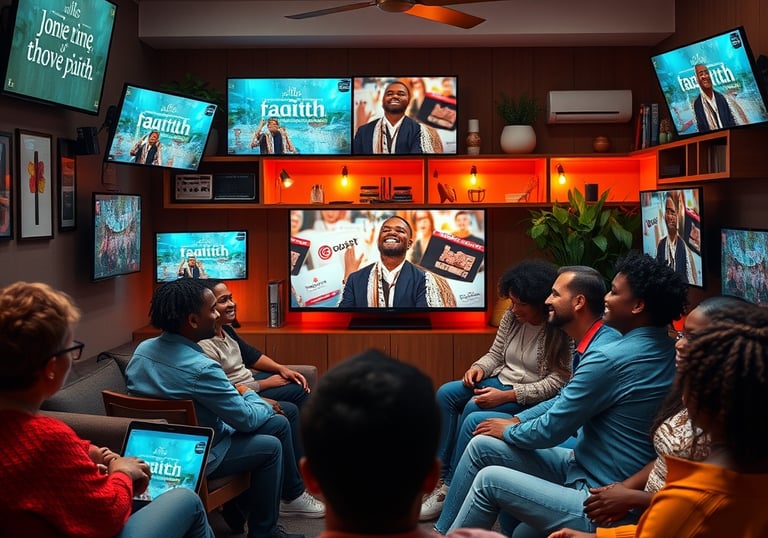 un groupe de personnes assises autour d'un écran de télévision