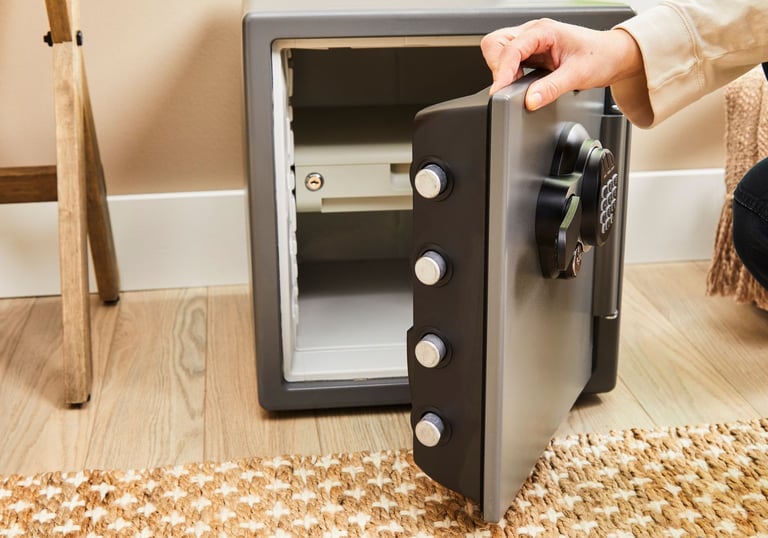 a person holding a knife and knife in a safe safe safe safe safe safe safe