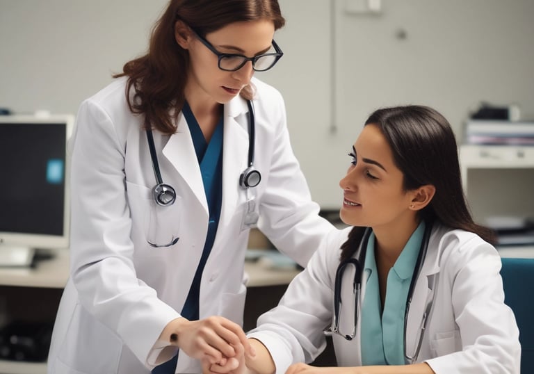 A diverse group of people smiling and interacting in a supportive healthcare setting.