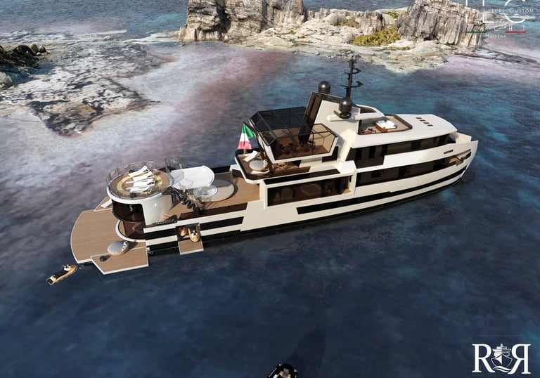 Yacht in alluminio di nuovissima tendenza, icona di leggerezza, sostenibilità e design contemporaneo