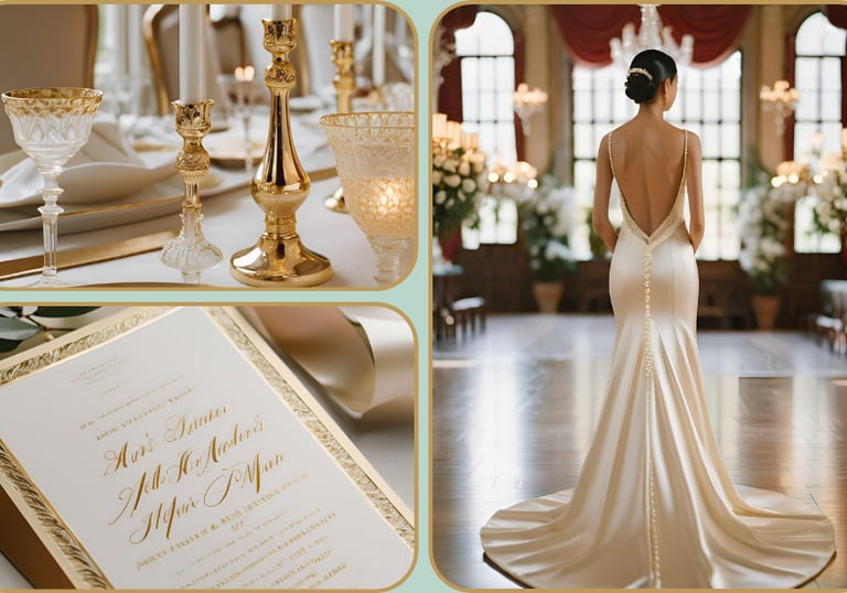 a woman in a wedding dress and a wedding dress