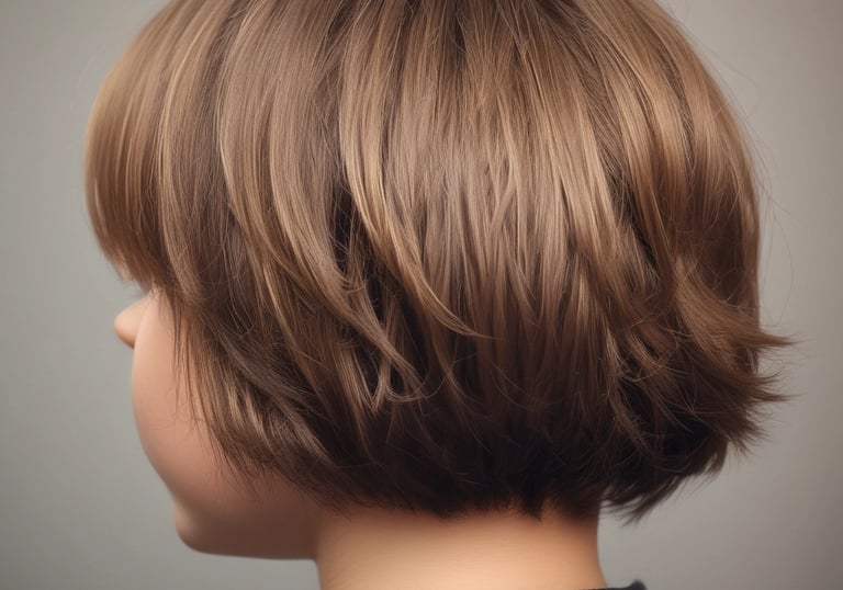 People are in a dimly lit barbershop, where multiple barbers are working on cutting client's hair. One barber in the foreground is focused on shaving or shaping a client's hair. The decor is warm and modern, with bright lights in the background providing a cozy atmosphere.