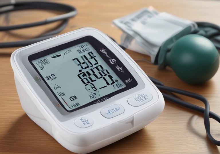 Several surgeons, dressed in blue surgical gowns and protective masks, are performing a medical procedure in an operating room. Surgical instruments, such as scalpels and forceps, are visible in the foreground. The environment is clinical and filled with medical equipment.