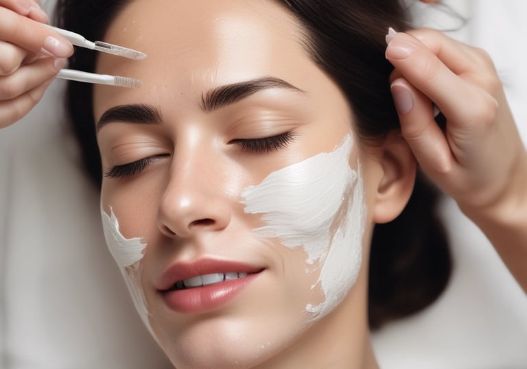 A serene spa setting with soft lighting and a treatment table ready for a facial.