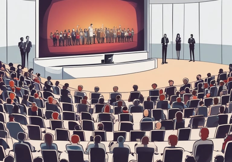 A peaceful outdoor setting with people practicing yoga and meditation together.