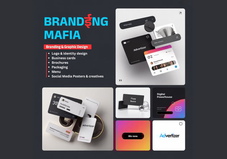 Designing brand identity and marketing graphics at Advertizer Digital Powerhouse for impactful visua