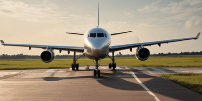 a large jetliner is parked on the runway
