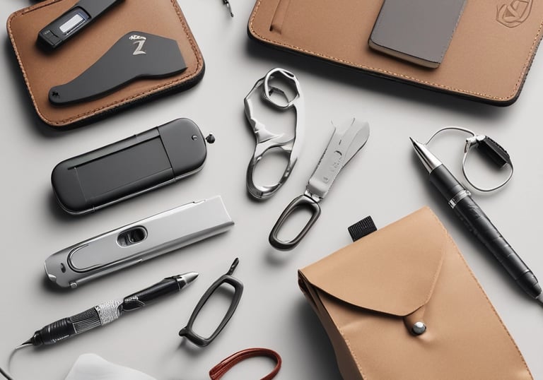 A group of people dressed in semi-formal attire standing on a stage, each holding a gift bag with a circular logo. The background features a yellow banner with red text and several logos. Stage lights are positioned above, and confetti is scattered on the floor.