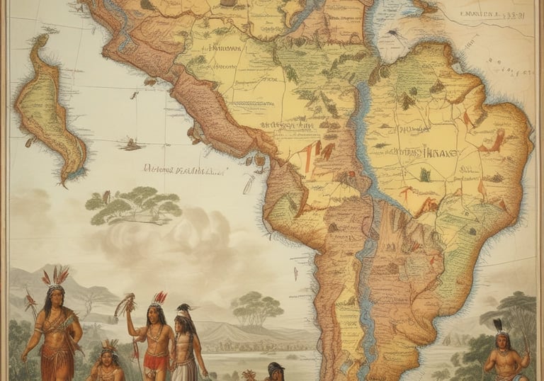 Antique map of Precolumbian America