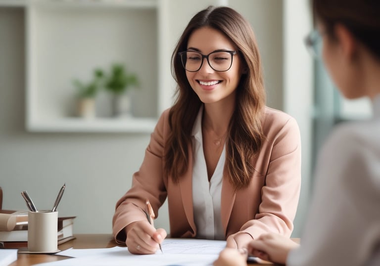 A group of women is sitting at a table, each using a laptop. Their expressions suggest focus and engagement. In the center, there are various items, including cups and a thermos. The setting appears to be a casual workspace with brick and glass walls in the background.