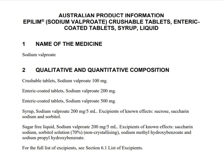 Part of first page of product information