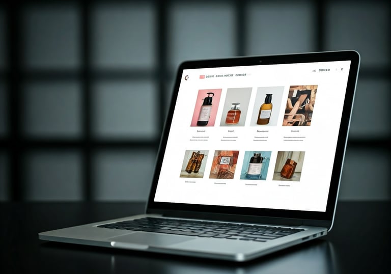 Una laptop con una pagina web de tipo e-commerce
