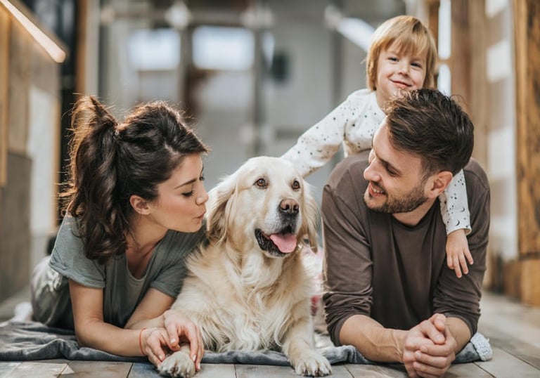Happy dog and cat in their new Santa Ynez Valley home – pet-friendly real estate and mortgages