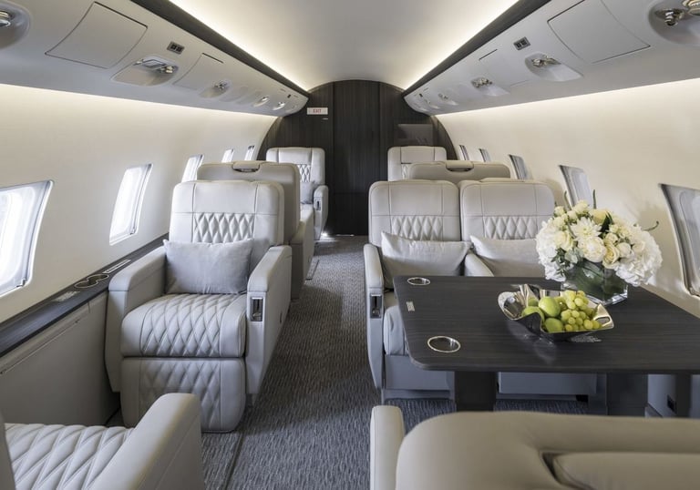 interior of a private jet available through ethical fractional ownership and co-ownership