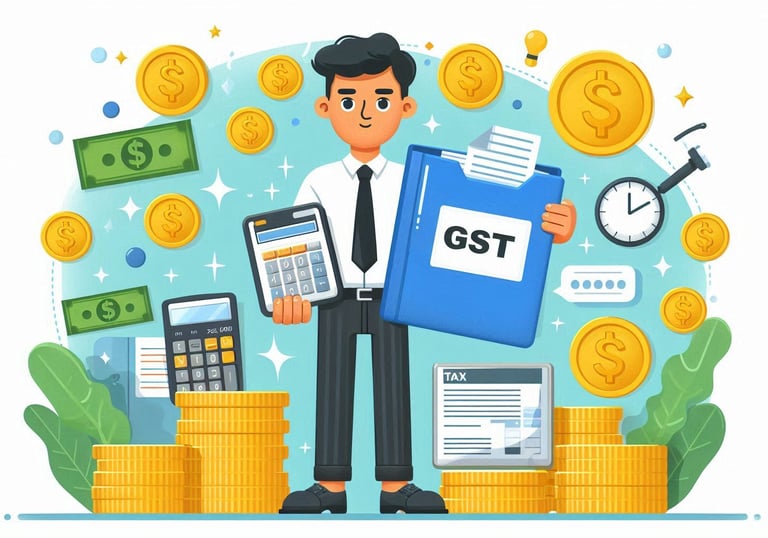 a man holding a folder with a folder and a folder