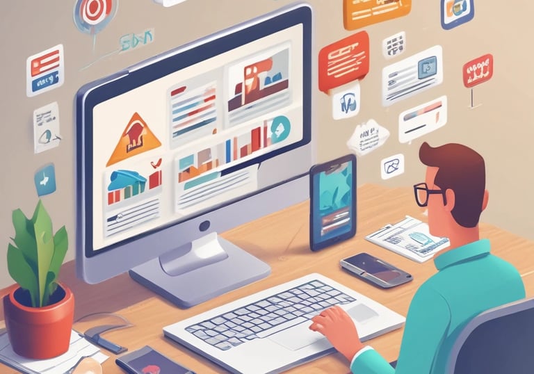 a man riding a skateboard down a street next to tall buildings