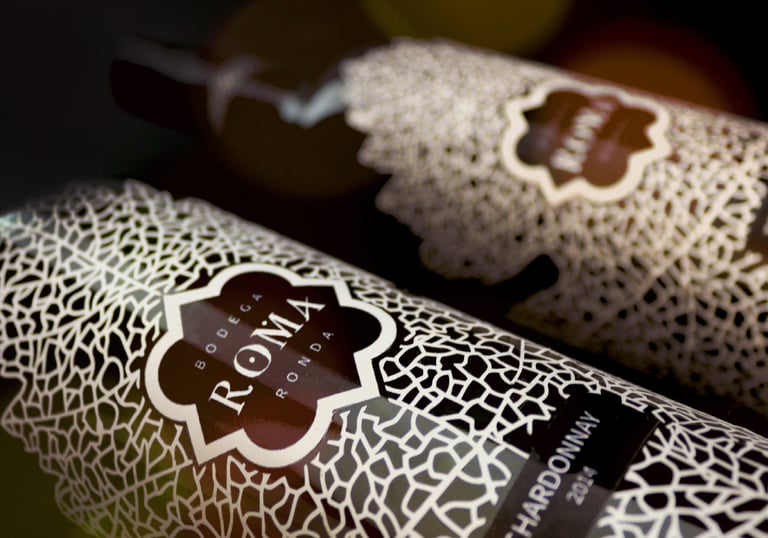 Closeup of two wine bottles