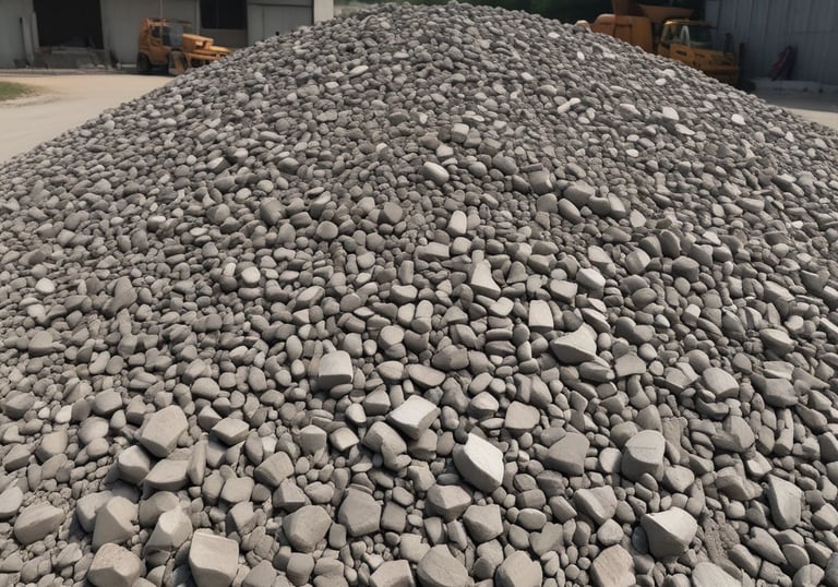 Workers at a construction site using cement and clinker.