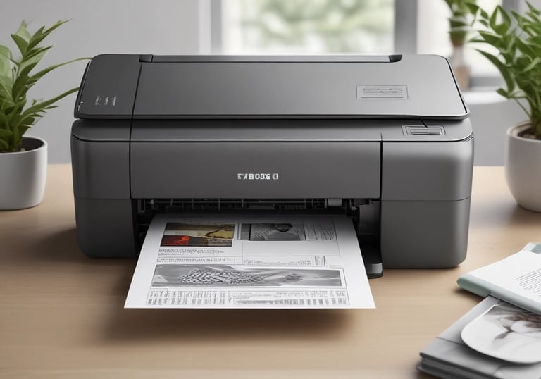 A well-organized workspace with printers ready for use.
