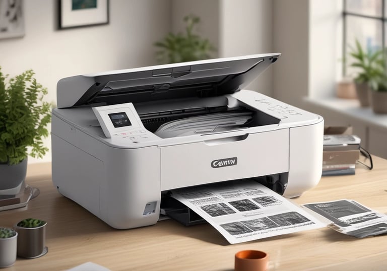 A technician setting up a printer in an office.