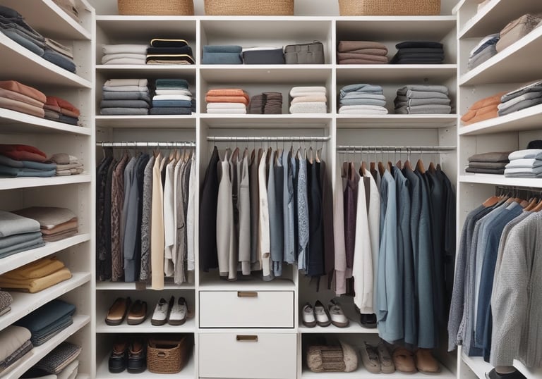 A supermarket aisle filled with various cleaning products, organized neatly on shelves. Promotional sale tags are visible on many items, indicating discounted prices. A promotional stand-up banner on the left features a smiling woman holding clean laundry, with a slogan in Hindi.