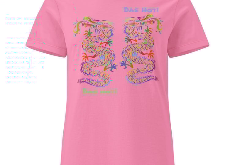 a pink t - shirt with two dragons ghost front view
