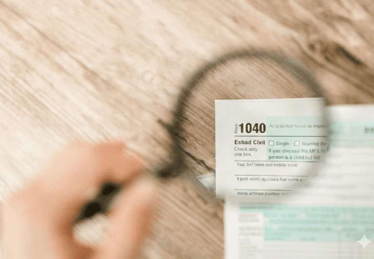 Una lupa colocada sobre un documento a revisión