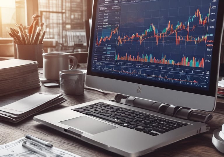 A professional trader analyzing financial charts on multiple screens.