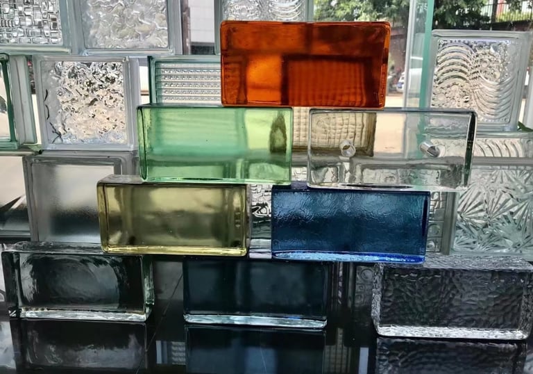 a bunch of glass blocks with different colors