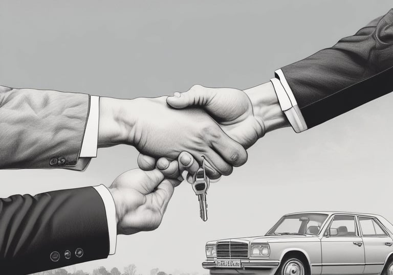 A sleek black luxury sedan parked on a city street at dusk with golden streetlights reflecting off its glossy surface.